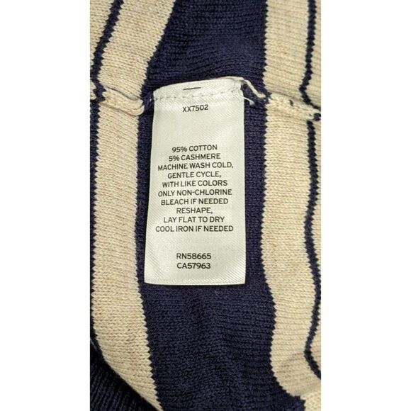 14th & Union Mens Size Large Navy Sand Duo Striped Crew Neck Pullover Sweater - Picture 8 of 8